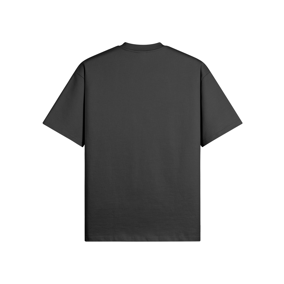 schwarzes Oversized Heavyweight T-Shirt aus 425 g/m² Baumwolle, Rückansicht.